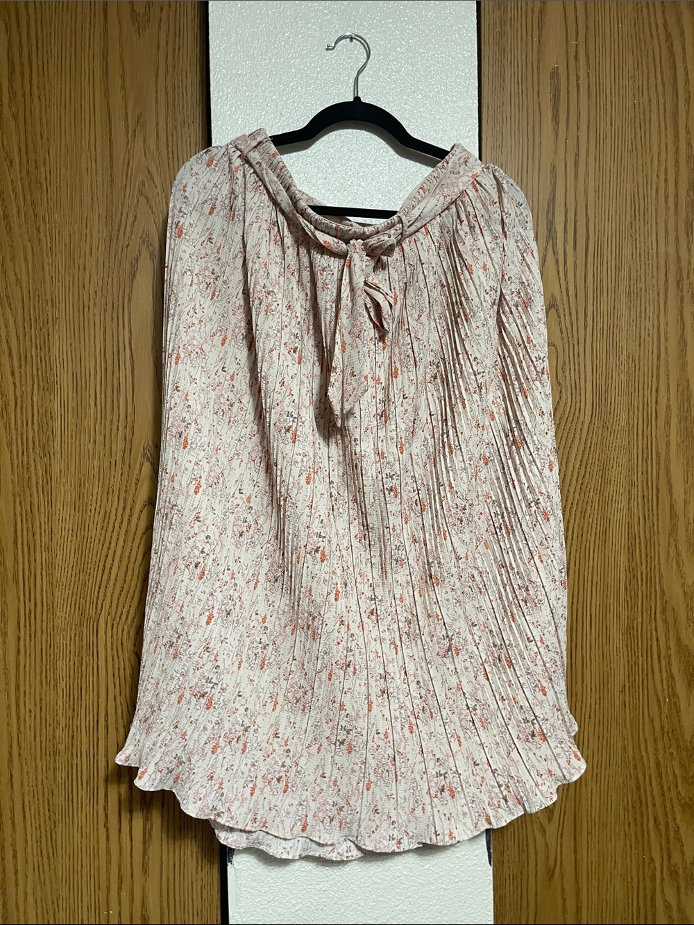 Alice Blue Pleated Midi Skirt with Coral Floral Print #4